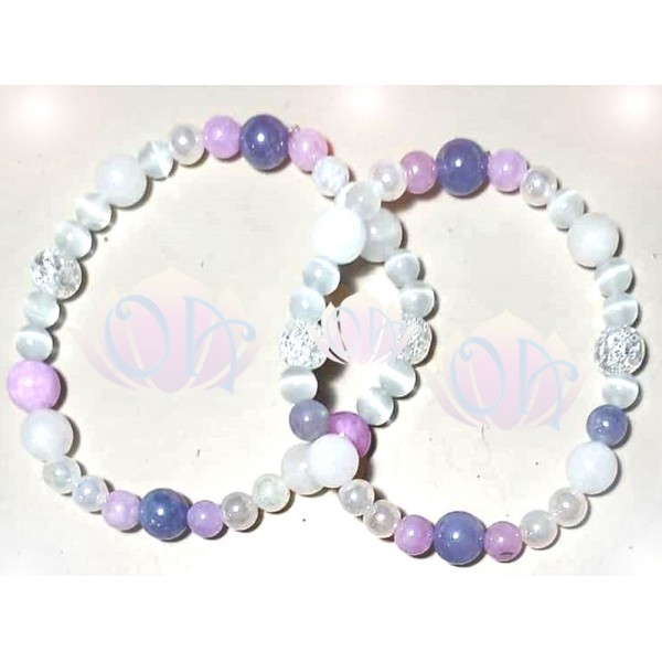 PULSEIRA ANCESTRAL - 4º RAIO - CHAMA BRANCA - CRISTAL (C/ PEDRAS PRECIOSAS)